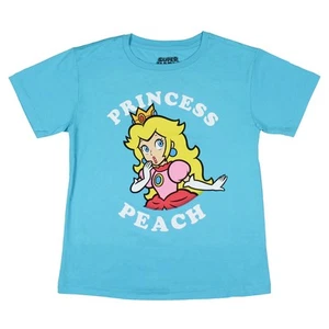 Nintendo Super Mario Boys' Princess Peach Graphic Print T-Shirt Kids - Picture 1 of 3