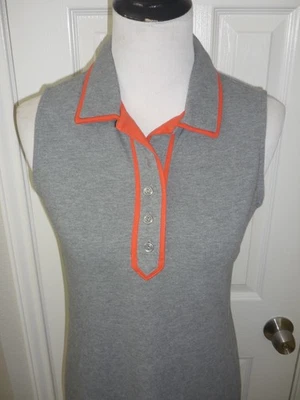 Vestido Polo Lands' End Cuello, Sin Mangas, Gris Naranja, Algodón Elástico, Talla S Foto 1 de 4