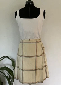 Fletcher Jones Pure New Wool Red Cream Pleated Kilt Skirt Suit Size 10 - Picture 1 of 22