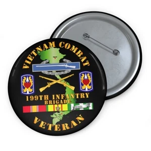 Botones Pin - Veterano de Infantería de Combate de Vietnam con 199th Inf Bde SSI V1 - Imagen 1 de 2