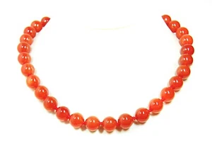 Halskette aus Edelsteinen Karneol in Kugelorm Ø-12 mm - Picture 1 of 2