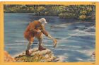 Lehigh River Trout Fishing The Poconos Mountains Pennsylvania Vtg Postcard Cp317