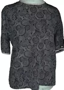 vintage Leslie Fay womens blouse size petite 12 black pink polka dots career - Picture 1 of 9