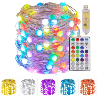 100 Leds USB Fairy String Lights LED Controller Waterproof Wire Xmas Party Decor - Image 1 of 4