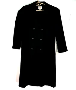 Gallery Womens Double Breasted Long Sleeve Button Black Trench Coat Jacket SZ 10 - Picture 1 of 16