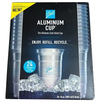 Мяч алюминиевый многоразовый вечеринки чашки 16 унций 24 упаковки открытая коробка - Изображение 1 из 4