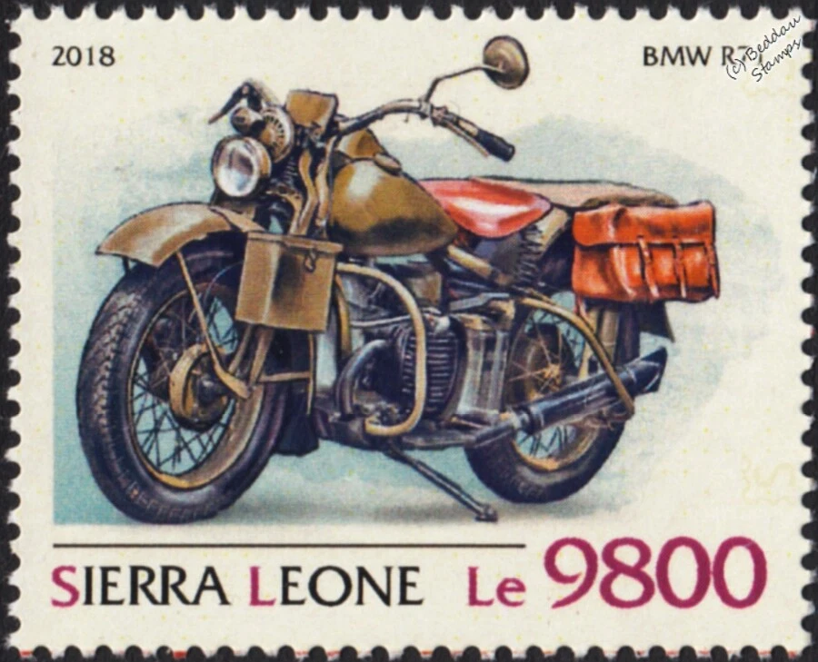 WWII BMW R71 Military Motorcycle Motorbike Stamp (2018 Sierra Leone) - Image 1 of 1