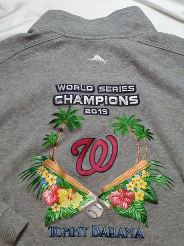 Washington Nationals Pullover Men's 2XL Tommy Bahama 1/4 Zip Gray MLB Baseball Cover