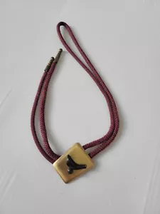 Golf Bolo Tie Vintage Goldtone Club Ball 1.5" Brown Rope Sports Golfer - Picture 1 of 8