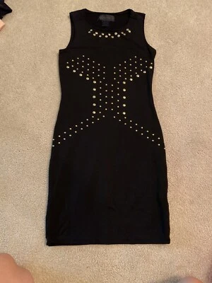 Vestido sin mangas negro colección Kardashian para mujer tono dorado tachuelas pequeño sin mangas Foto 1 de 2