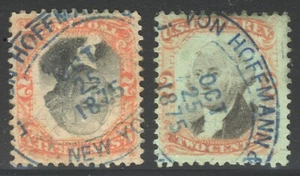 2x R135 & R151 VON HOFFMAN Third Issue Revenue Tax Stamps Handstamp Cancels Used - Picture 1 of 1
