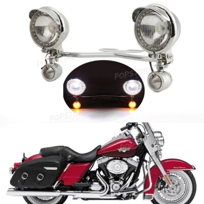Passing Turn Signal Lamp Driving Fog Spot Light Bar Kit For Harley Motorcycle US Foto 1 de 4
