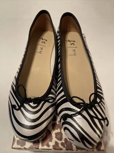NIB French Sole FS/NY Molly Ballerina Flats Shoes Silver Zebra Leather 9.5 - Picture 1 of 5