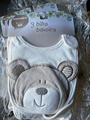 Paquete de 3 baberos paños para eructar Babies R Us para niños - Nuevo oso, lunares y rayas 0-6 M Foto 1 de 4