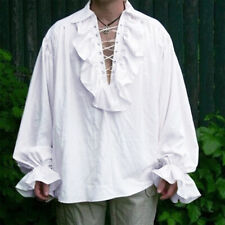 Retro Men Gothic Shirt Top Victorian Medieval Ruffle Pirate Puff Sleeve HOT  -