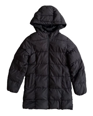 GAP KIDS Puffer Parka 冬季外套 连帽全拉链夹克 黑色 轻度使用 XL — 第 1/4 张图片