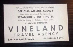1955 Vineland Travel Agency Advertisement Vineland, NJ - Imagen 1 de 1