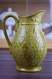 Majolica Clover Sarreguemines Pitcher Circa 1880s Antique Vintage - Picture 1 of 5
