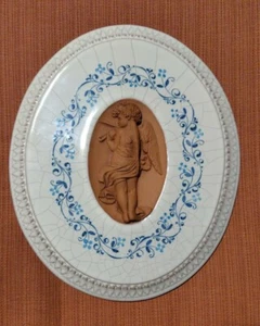 Val Demon Sizilien Redware Keramik geflügelter Cherub spielt Violine Plakette - Bild 1 von 7