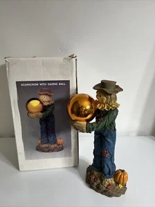 "Estatuilla de bola de esmalte de espantapájaros de 13,5"" y calabaza de Halloween con caja original Stryo Keeper" - Imagen 1 de 13