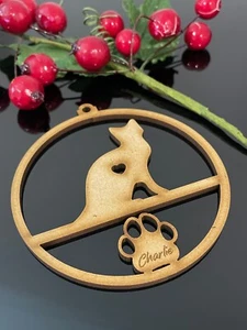 PERSONALISED TABBY CAT CHRISTMAS BAUBLE ORNAMENT | HANGER | DOCORATION | XMAS | - Picture 1 of 1