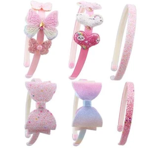 6 Pack Girls Headbands Glitter Kids Headbands Bow/Heart/Star Headbands for gi... - Picture 1 of 6
