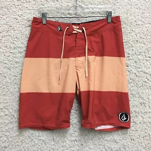 Volcom Shorts 30 Mens Red Orange 4 Way Stretch Boarshorts Swim Trunks Pockets - Picture 1 of 11