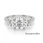 3CT Round Cut Lab-Created Diamond 3-Stone Wedding Ring 14K White Gold Finish