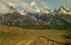 Cartolina Montagne Non Spedita Grand Teton Wyoming Lodge Company - Foto 1 di 2