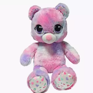 Costruisci un orso tie dye gatto 17 pollici peluche rosa viola cuori peluche giocattolo BAB - Foto 1 di 8