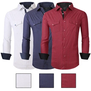 Country Western Shirt Herren Freizeit Event Druck Perle Druckknopf Tasche Stretch Allgemein - Bild 1 von 8