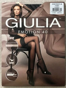Giulia Emotion thin women's stockings with wide lace silicone crown base 40 Den - Picture 1 of 38