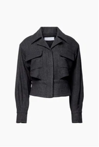 Equipment Gabriel Military Crop Jacket Size 10 Gray Wool - Picture 1 of 11