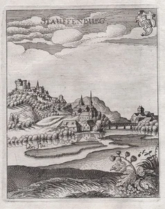 Grabado en cobre Staufenberg distrito de Giessen Hesse Lahn Merian 1650 - Imagen 1 de 1