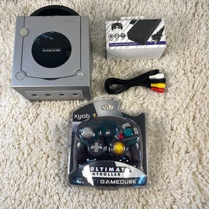 Paquete de sistema de consola portátil Nintendo GameCube plateado platino DOL-101 probado - Imagen 1 de 11