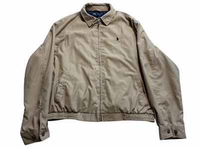 Chaqueta Polo Ralph Lauren Harrington Hombre XL Beige Cremallera Completa Franela Línea Foto 1 de 4
