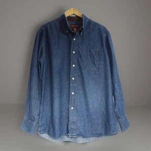 Covington Shirt Mens Size Large Mid Denim Blue Button Down Collar Cotton Pocket - Picture 1 of 4