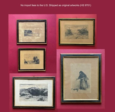 Colección rara del siglo XIX de cinco grabados Carl Bloch — marcos originales. Certificado de autenticidad Foto 1 de 4