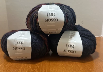 Lang Yarn Mosso Wool Blend  3 Skeins Navy Variegated Color  242101 100G - Image 1 of 4
