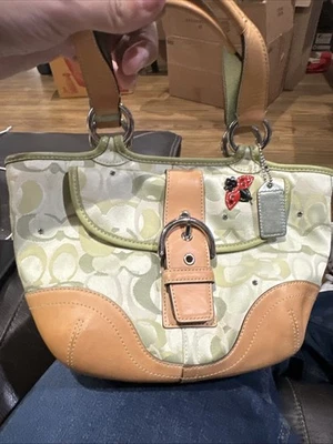 Coach 2004 Limited Edition Green Ladybug Soho Signature Optic Bag 5621 RARE - Image 1 of 4