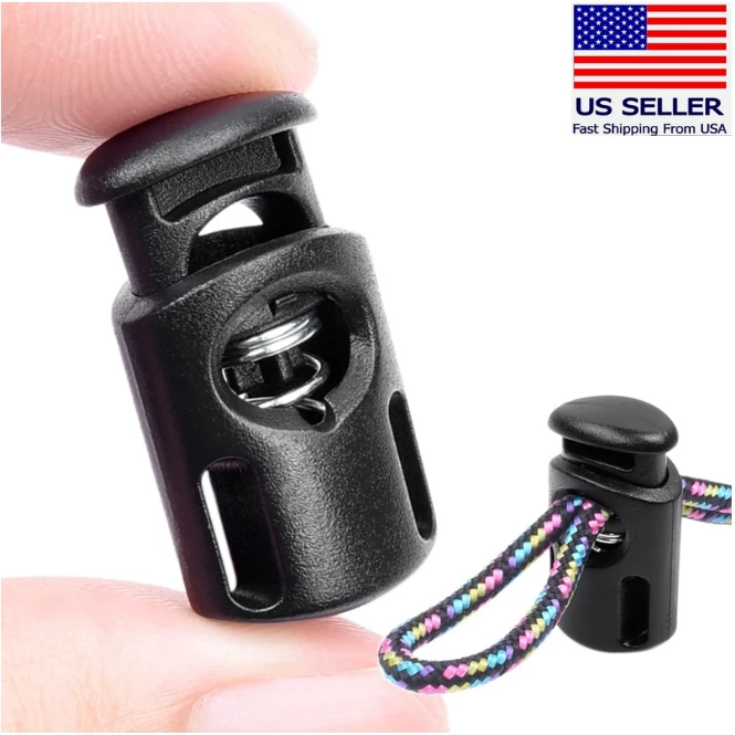 10 PIEZAS Cerraduras de cable de resorte de plástico para cordón, cierre de tapón de palanca Paracord Foto 1 de 4
