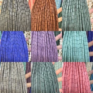 Cuentas de roca volcánica de lava tubular cuboide multicolor de 4x13 mm para hacer joyas hágalo usted mismo - Imagen 1 de 31
