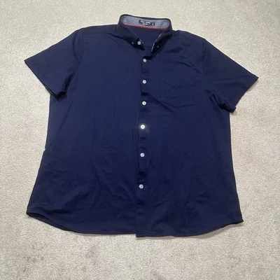 Camisa con botones de piqué PJ Paul Jones para hombre 2XL XXL azul diseñador Foto 1 de 4