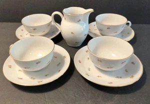 Richard Ginori 4 Cups Saucers & 1 Creamer Gin162 Scattered Flowers Golden Rim - Picture 1 of 16