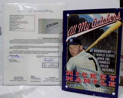 MICKEY MANTLE HOF Signed Autograph All My Octobers Hardcover Book JSA 💎 LOA - Image 1 of 4