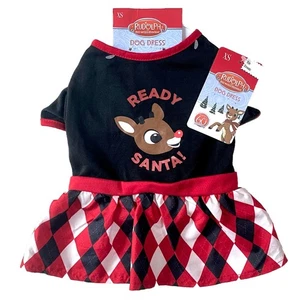 Rudolph Christmas Dog Dress XS Black Red Nosed Reindeer Holiday Party NEW NWT - Picture 1 of 7