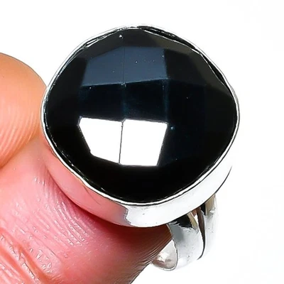 Black Spinel Gemstone Handmade 925 Sterling Silver Jewelry Ring Size 6 a160 - Image 1 of 3