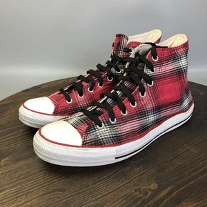 Scarpe Converse Chuck Taylor All Star uomo taglia 12 rosse nere a quadri alte - Foto 1 di 10