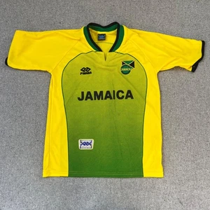 Maglia Giamaica Uomo Nazionale Calcio Calcio Calcio Bianca Media Giallo Verde - Foto 1 di 11
