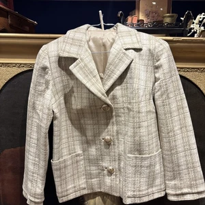 Ancienne Veste Blazer En Tissu Épais Souple A Carreaux Années 1960 64Cm - Imagen 1 de 5